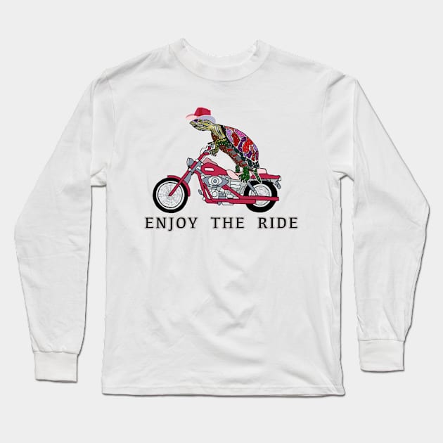 Turtle Love, Cowgirl Turtle, Enjoy the Ride, Motorcycle, Love, Girl bikers Long Sleeve T-Shirt by cfmacomber